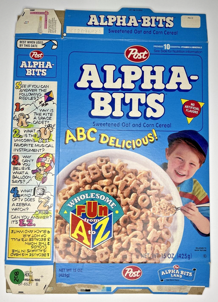 1996 Empty Post Alpha-Bits Wholesome Fun 15OZ Cereal Box SKU U198/208