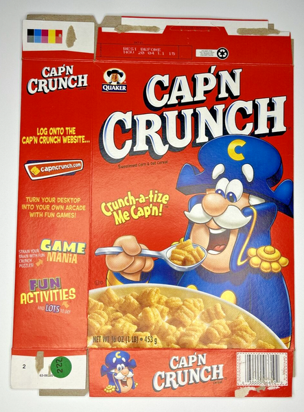 2004 Empty Quaker Cap'n Crunch 16OZ Cereal Box SKU U198/222