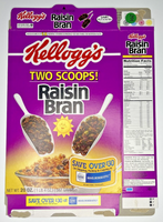 1997 Empty Kellogg's Raisin Bran Two Scoops 20OZ Cereal Box SKU U198/201