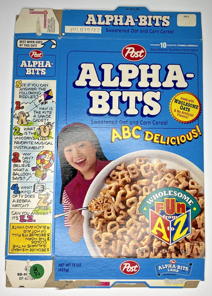 1997 Empty Post Alpha-Bits Wholesome Fun 15OZ Cereal Box SKU U198/206