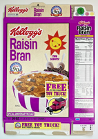 1996 Empty Kellogg's Raisin Bran Toy Truck 20OZ Cereal Box SKU U198/144