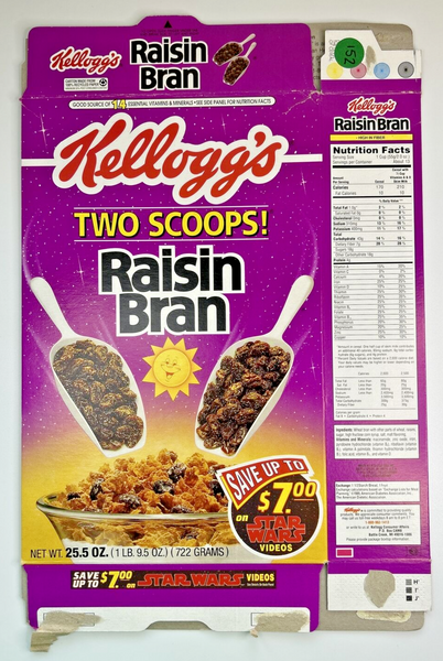 1669 Empty Kellogg's Raisin Bran Star Wars 25.5OZ Cereal Box SKU U198/152