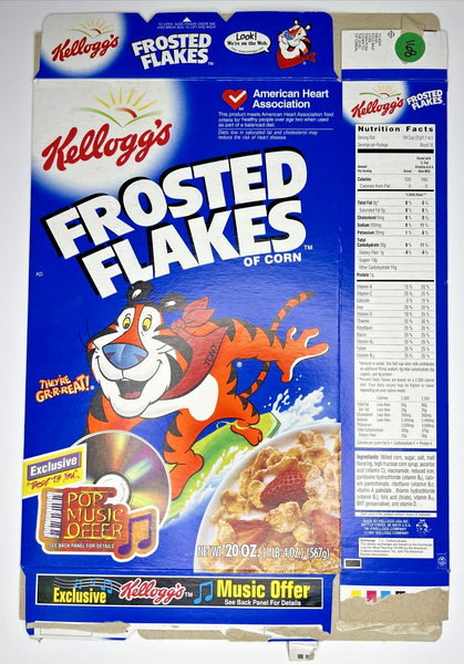 1998 Empty Kellogg's Frosted Flakes Pop Music Offer 20OZ Cereal Box SKU U198/168