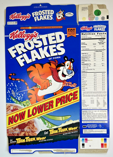 1997 Empty Kellogg's Frosted Flakes "Lower Price" 25OZ Cereal Box SKU U198/149