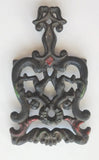 Vintage Wilton Cast Iron Hand Painted Wall Mount Match Safe Holder and Trivet