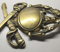 Brass Door Knocker Swords Sabers Military Patriotic Large 9"x6.5" Vintage  UI182