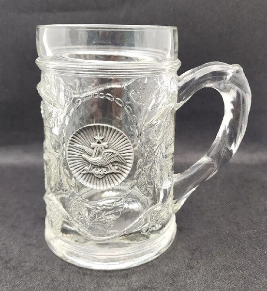 Vintage Anheuser Busch Pewter Emblem Glass Grape Leaf Raised Pattern Stein