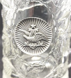 Vintage Anheuser Busch Pewter Emblem Glass Grape Leaf Raised Pattern Stein