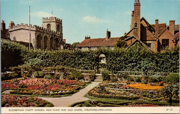 Elizabethan Knott Garden New Place/Gild Chapel Stratford-Upon-Avon Postcard P327
