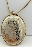 Vintage Limoges Style Courting Couple Locket Necklace on Monet Chain SKU PB73