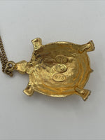 Vintage Mimi Gold Tone Turtle Pendant on Beaded Chain Necklace SKU PB73