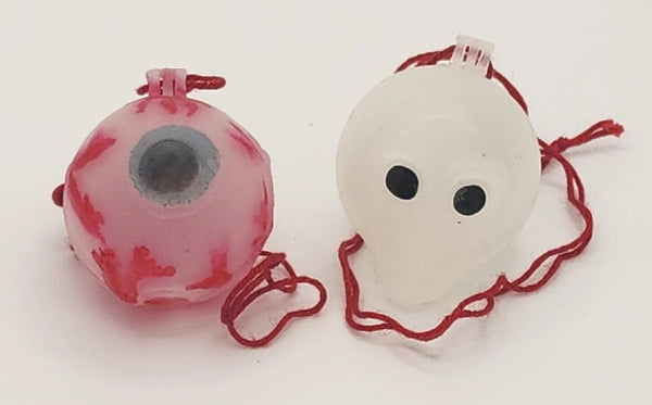 Vintage Halloween Skull Eyeball Plastic Open candy containers Pencil Topper PB80