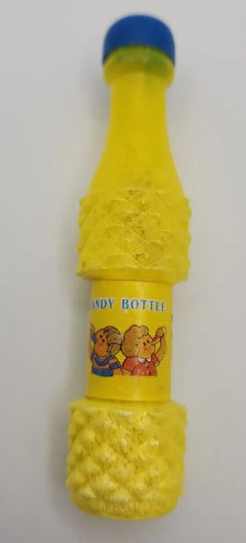 Vintage 1985 Bee International Candy Soda Bottle Container 3.5” Yellow PB79