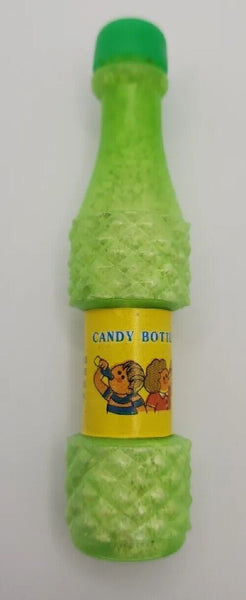Vintage 1985 Bee International Candy Soda Bottle Container 3.5”  Green  PB79