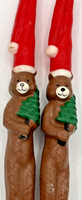 Vintage Holiday Christmas Santa Bear Candlesticks Set of 2 SKU