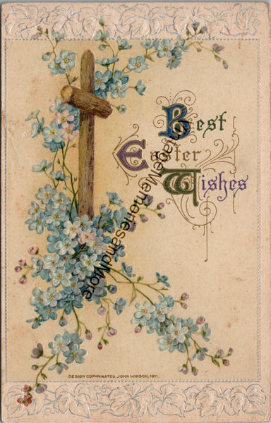 Best Easter Wishes Vintage Embossed Postcard PC337