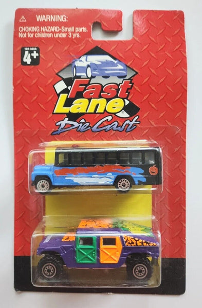 1999 Halloween Bus - Wild Hummer Fast Lane Die Cast Twin Pack Toys "R" Us HW21