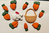 Vintage Jesse James Easter Rabbit Carrots Basket Plastic Shank Buttons PB85