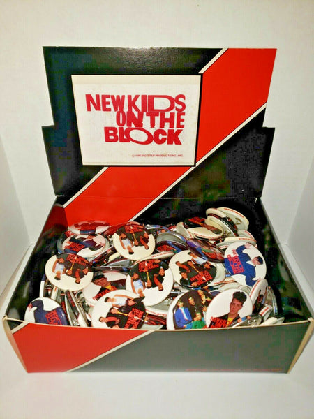 Vintage New Kids On The Block 144 Pins Pinback Button Store Display NewOldStock