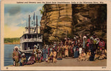 Native Americans and Steamer near Stand Rock Aphitheatre WI Postcard PC341
