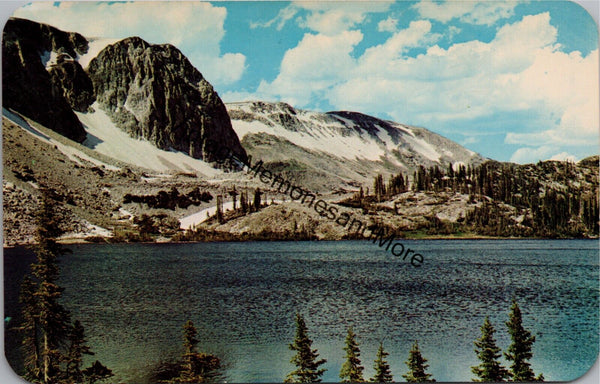 Lake Marie and Snowy Range in Medicine Bow National Forest WY Postcard PC347
