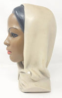 VTG 60s Marwal Chalkware 10” Bust Woman Hijab Middle Eastern African Moroccan