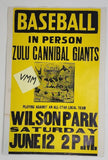 Vintage 1930's Zulu cannibal Giants Baseball Promo Sign Negro League 14x 20.75