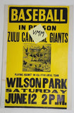 Vintage 1930's Zulu cannibal Giants Baseball Promo Sign Negro League 14x 20.75