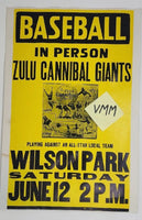 Vintage 1930's Zulu cannibal Giants Baseball Promo Sign Negro League 14x 20.75