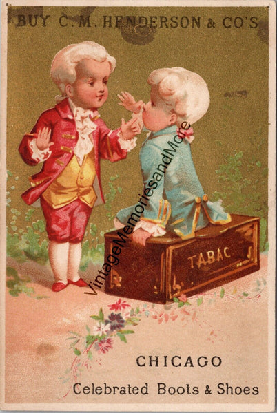 Vintage CM Henderson & Co's Boots & Shoes Advertising Trade Card PB23