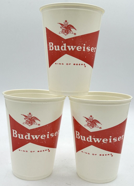 Vintage 4"H Budweiser Plastic Sampler Cups Lot of 3 SKUG11