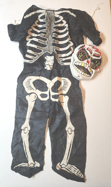 Vintage Ben Cooper Mask Halloween Costume Skeleton 1960s Childs  U224