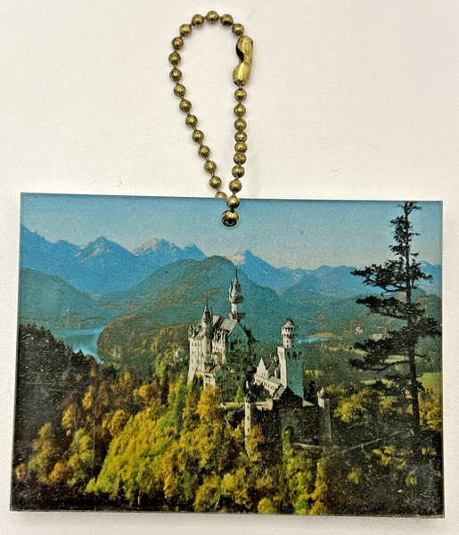 Vintage Neuschwanstein Castle Germany Souvenier Mirror Keychain SKU B-14
