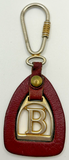 Vintage Leather Strap Letter B Gold Tone Clip/Keychain SKU B-15