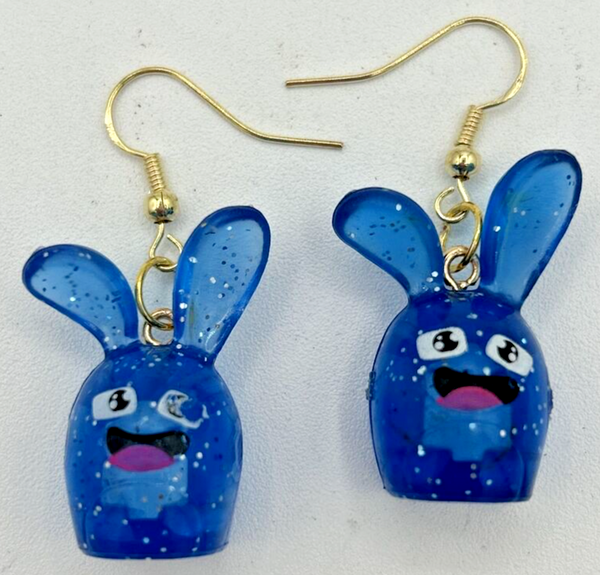 Cartoon Blue Bunny Charm Earrings Vending Charm Costume Jewelry C15