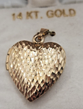LE Smith 14k Yellow Gold Textured Heart Locket Holds 2 Photos New in Box PB77