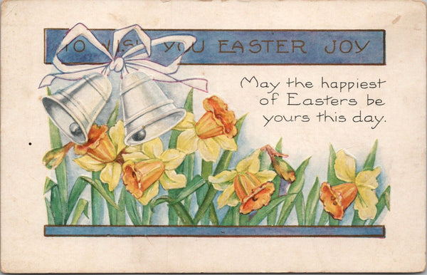 To Wish You Easter Joy Vintage Embossed Gold Detail Postcard PC364