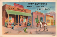 Way Out West Main Street on a Busy Day Postcard PC384