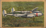 Lockheed Lightning Interceptor P-38 in Flight over So. CA Postcard PC383