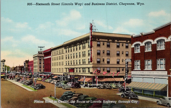 Sixteenth Stret and Business District Cheyenne WY Postcard PC383