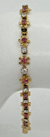 Vintage Avon Gold Tone Flower Pink and Silver Rhinestone Bracelet SKU PB78