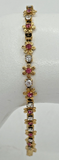 Vintage Avon Gold Tone Flower Pink and Silver Rhinestone Bracelet SKU PB78
