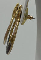 Vintage Green/Purple Gold Tone Marbled Enamel Earrings Made in the USA SKU PB77