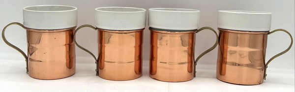 Vintage Ceramic Insert Copper Mugs Set of 4 SKU U230