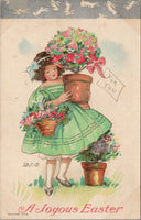 A Joyous Easter Vintage Illustrated Silver Detail Embossed Postcard PC405