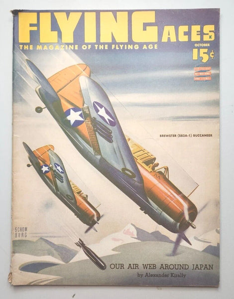 1943 Flying Aces Mag Oct Brewster SB2A-1 Airplane Storys Model Building M511