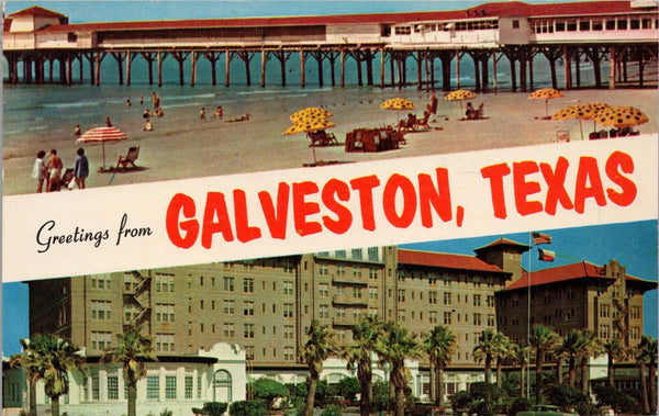 Greetings from Galveston Texas Postcard PC392