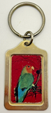 Vintage Metal Parrot Photo Keychain Keyring B-10