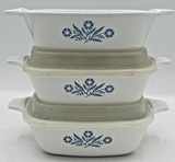 Vintage Corning Ware P-41-B Set of 3 Small Pan Storage Dishes & 2 Lids U39