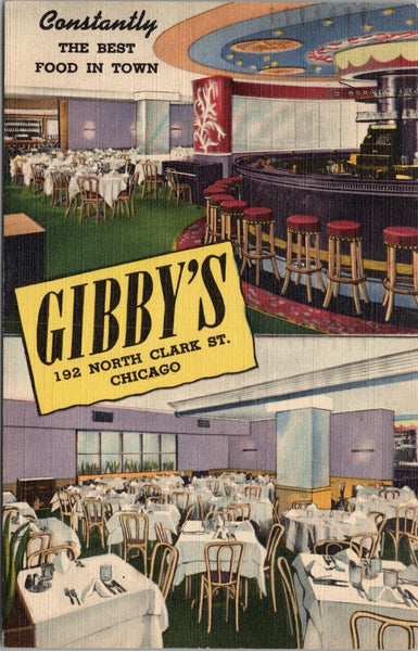 Gibby's Constantly The Best Food in Town Chicago IL Postcard PC454